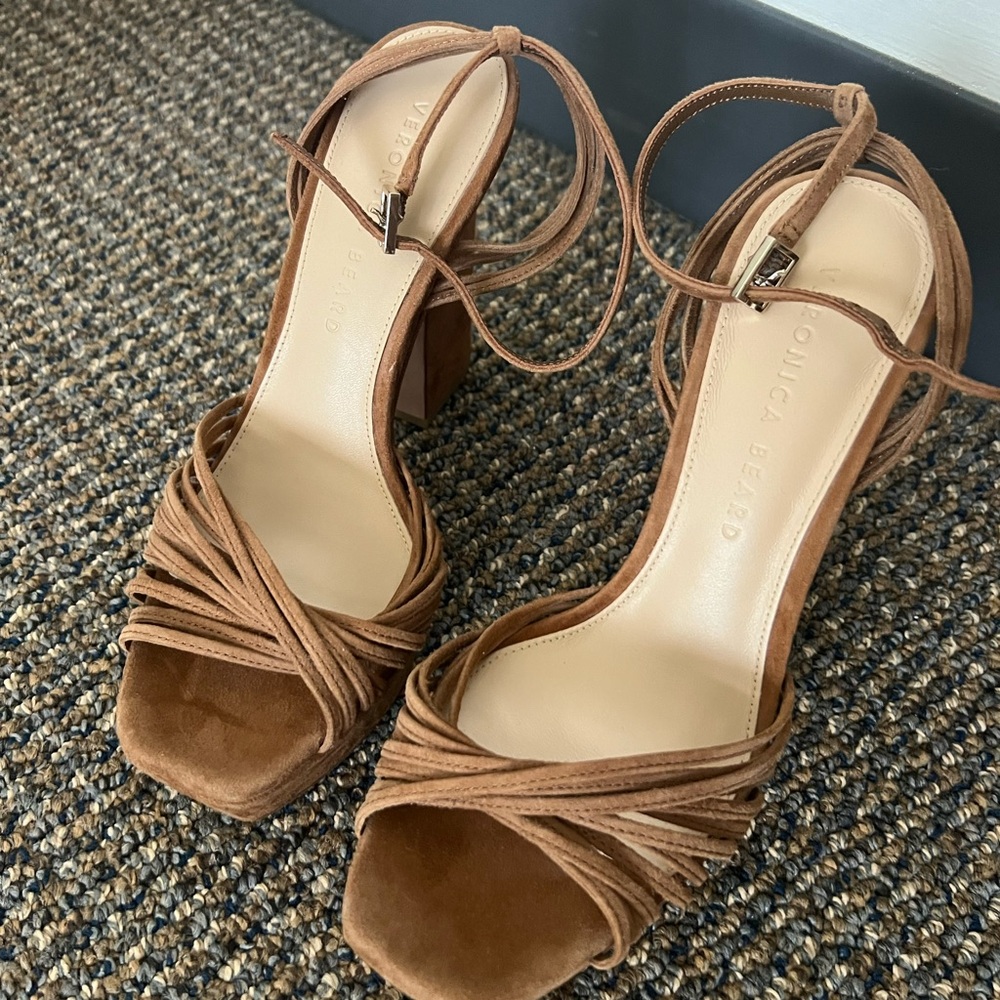 NWOT Veronica Beard Fletcher Ankle Strap Platform Sandal size 6.5 - Picture 2 of 8